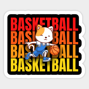 Cat Playing Basketball Typography 3D Sticker